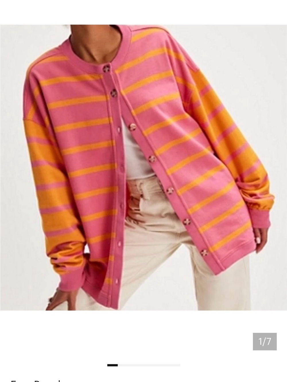 Free People Pink and Yellow Striped Cardigan Size XS NWOT